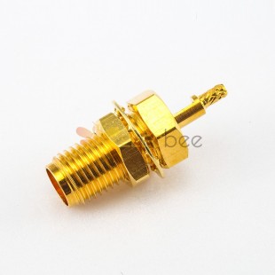 SMA Connector for Panel Female 180 Degree Front Bulkhead Crimp Window Solder for 1.13mm/1.32mm Cable