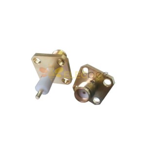 SMA Connector Straight Jack 4Hole Flange Epoxy Captivated for Panel with Extended PTFE