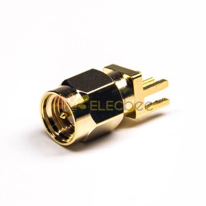 SMA Connector Straight Male Gold Plating 180 Degree Plate Edge Mount