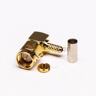 SMA Crimp Plug Direito Angular Gold Plating para cabo coaxial