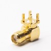 SMA Female 90 Degree RF Connector Gold Plating Through Hole