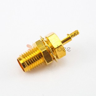 SMA Female Connector Panel Mount Front Bulkhead 180 Degree Crimp Window Solder for 1.13mm/1.32mm Cable