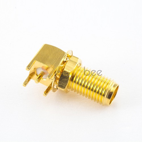 SMA Female Connector Panel Mount Front Bulkhead Angled DIP Type