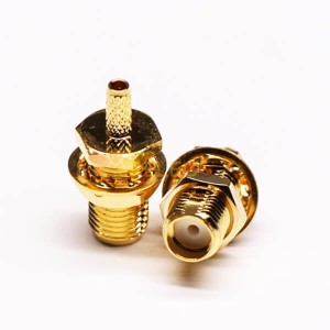 Conector de crimpado hembra SMA de 20 piezas, chapado en oro de mamparo de 180 grados