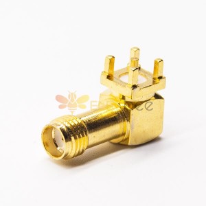 SMA Female PCB Mount Gold Plating Right Angled Through Hole