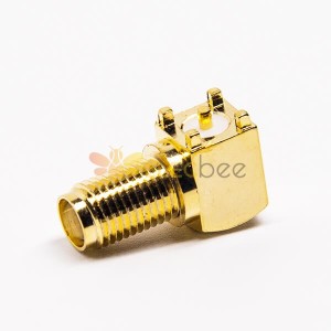 SMA Female PCB Right Angle Connector Gold Plating Through Hole