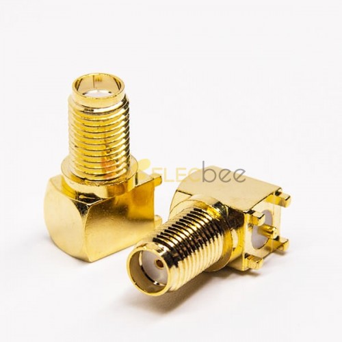 20 piezas SMA hembra PCB conector de ángulo recto chapado en oro a través del orificio