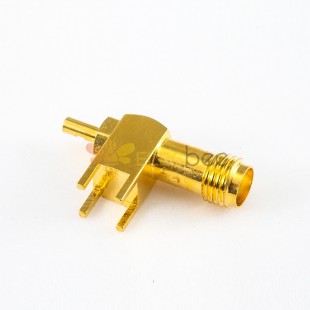 SMA Female Right Angle Connector Crimp With Solder for 1.13mm/1.32mm Through Hole
