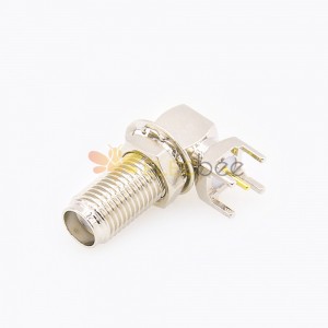 SMA Female Right Angle Connector Front Bulkhead Through Hole for PCB Mount