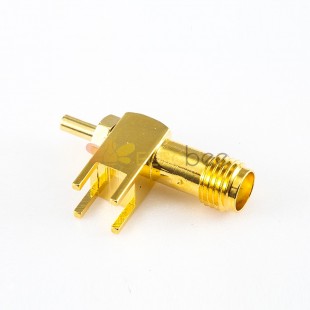 SMA Female Right Angle PCB Connector Solder for 1.13mm/1.32mm Cable Through Hole