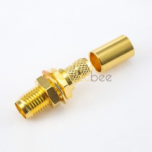 SMA Jack Cable Connector 180 Degree Panel Mount Front Bulkhead Crimp Type for RG58/RG142/SYV50-3