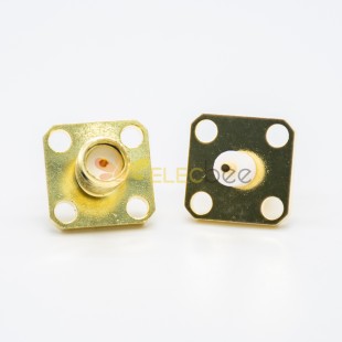 SMA Jack Connector 180 Degree 4 Holes Flange PCB Mount Welding Plate