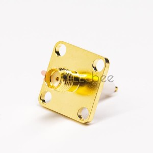 SMA Jack Connectors 4Hole Flange Gold Plated for Panel Mount with Extended PTFE