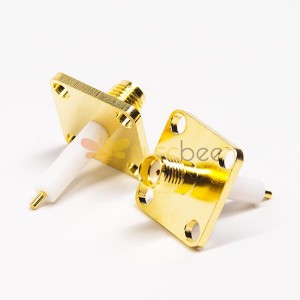 SMA Jack Connectors 4Hole Flange Gold Plated for Panel Mount with Extended PTFE