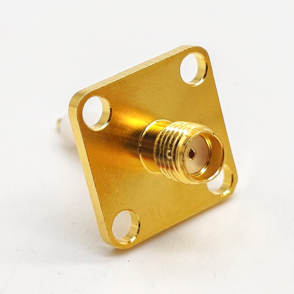 Conectores jack SMA Brida de 4 orificios chapada en oro para montaje en panel con PTFE extendido (personalizado)