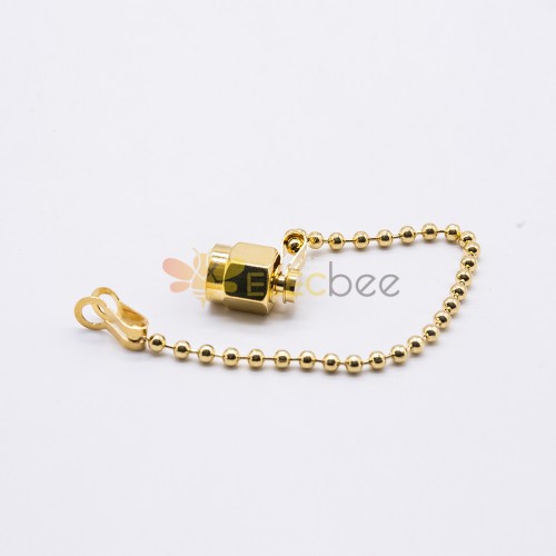 SMA Male Dust Cap with steel Chain Gold Plated