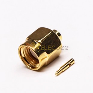 SMA Straight Male pin Gold Plating Solder Type for Coaxial Cable