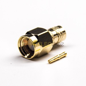 SMA Straight RP Male Connector Female Pin Crimp Type Gold Plating