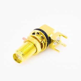 SMA Waterproof Connector Female 90 Degree Panel Mount Front Bulkhead Through Hole for PCB Mount