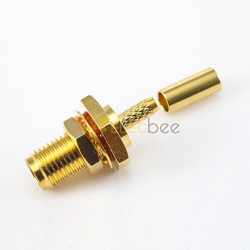 SMA Waterproof Connector Female Straight Panel Mount Front Bulkhead Crimp for RG174/RG316/LMR100