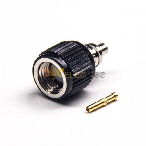 Solder Type SMA Connector RP Male 180 Degree Black Plastic Shell