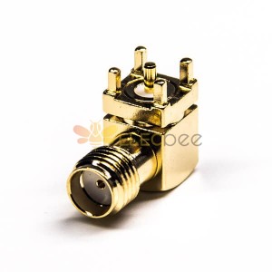 Through Hole SMA Connector Jack Right Angled Gold Plating 50 Ohm PCB Mount