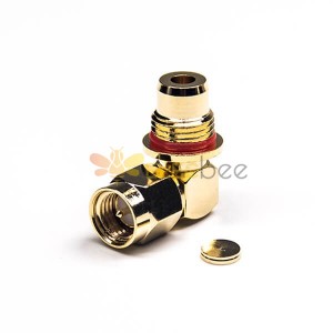 Waterproof SMA Male Connector Right Angled Bulkhead Solder Type