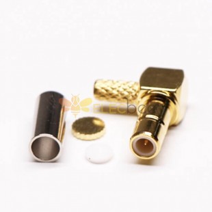 20 peças de conector SMB de 90 graus tipo crimpagem fêmea para cabo banhado a ouro