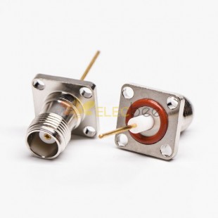 TNC Connector Jack Extended 4 Hole Square Flange Straight for Panel Mount