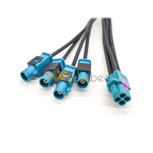 Mini Fakra 4 in 1 to FAKRA Z Straight Male Plug Female Four Ports Vehicle LVDS Cable Adapter RF Coaxial Extension 50CM RG316 Rosenberger