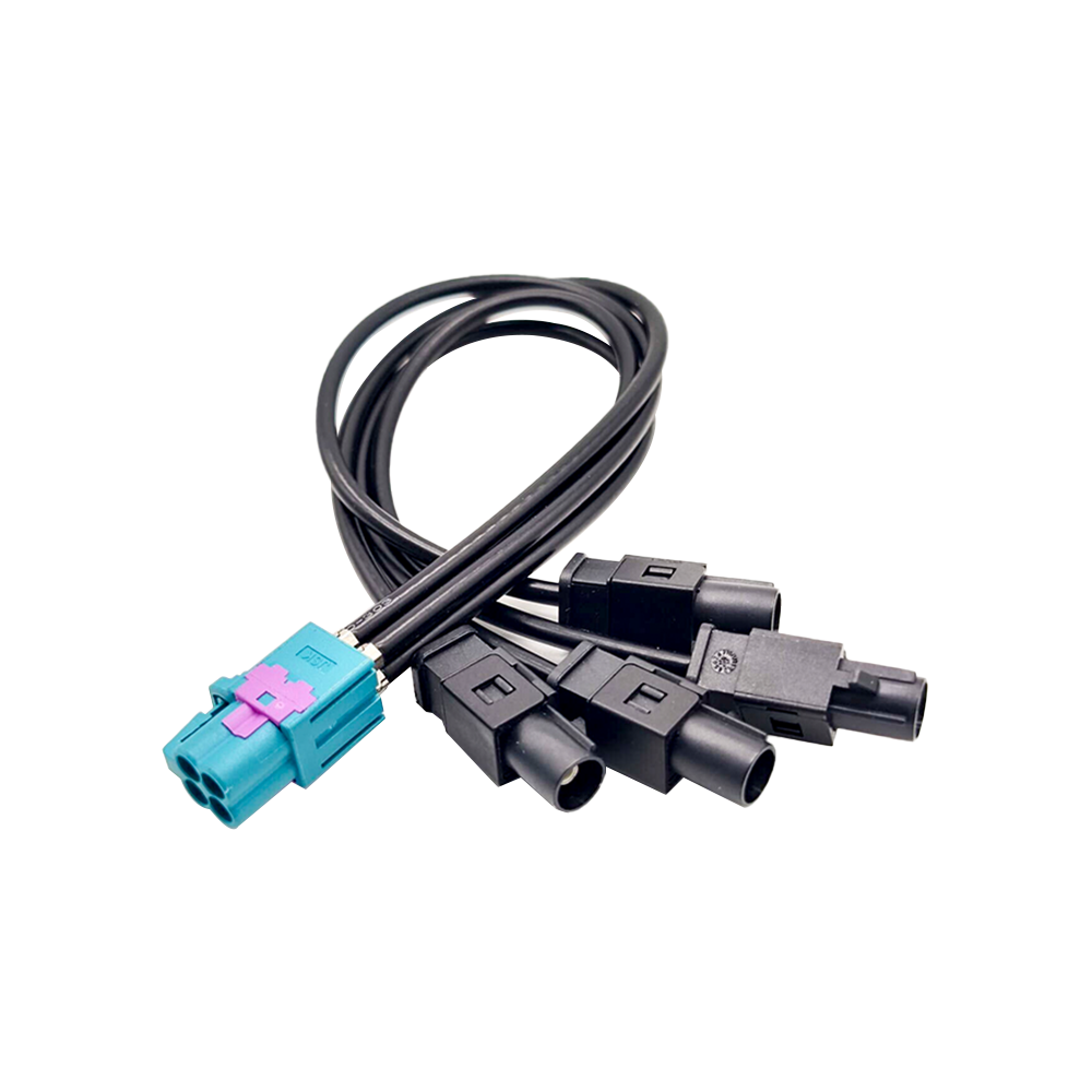 Mini Fakra 4 in 1 to FAKRA Z Straight Male Plug Female Four Ports Vehicle LVDS Cable Adapter RF Coaxial Extension 50CM RG316 TE Connectivity