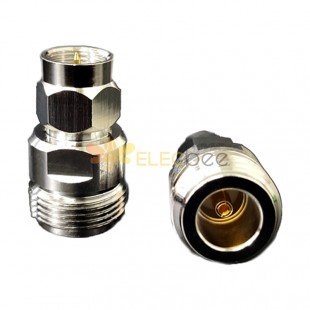 N Female Jack to F Male Plug Copper Nickel Plated RF Coaxial Connector