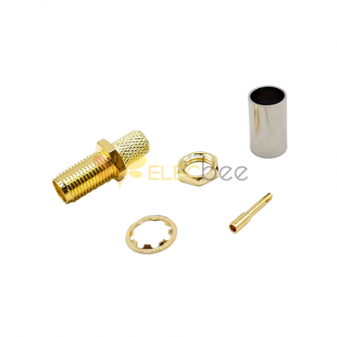 SMA Female Connector Gold Plated 180 Degree Crimp for LMR 240