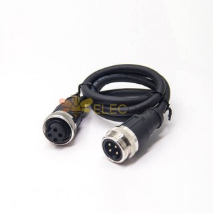 7/8" Series Connector 4 Pin Male to Female Straight Connector With Double ended Cable Over molded Cable 1M UnShielded