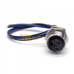 M7/8 Jack Female 3 Pin Straight Balkhead Front Mount 30cm 18AWG Single Ended Cable UnShielded