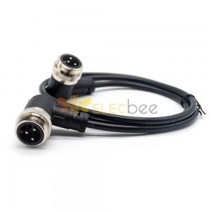 M7/8 Right Angle Plug to 7/8 Right Angle Plug Cable Assemblies 3 Pin 1m 18AWG Cable UnShielded