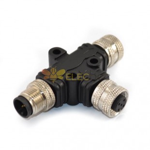  M12 T Adapter 5Pin Male To Female Waterproof A Code right Angled Connector