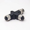 M12 T Connector 5 Pin Male to Female A Code Unshiled Adapter Waterproof