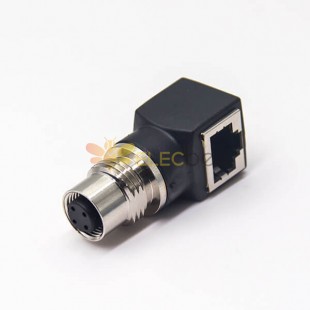 M12 to RJ45 Bulkhead Connector A Code Waterproof M12 4 Pin Female to RJ45 Female Adapter