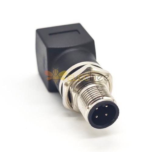 M12 to RJ45 Connector A Code Straight Adapter M12 4 Pin Male to