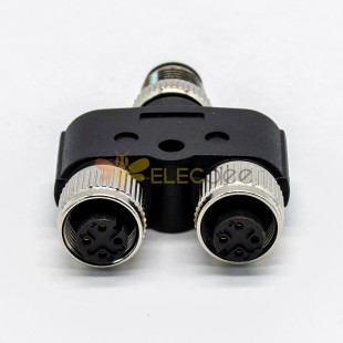  M12 Y Adapter 4Pin A Code Male To Female Straight Waterproof Connector