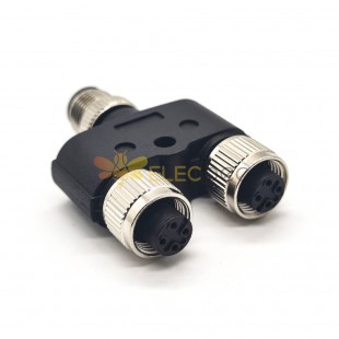M12 Y Connector 4 Pin Male to Female A Code Unshiled Adapter Waterproof