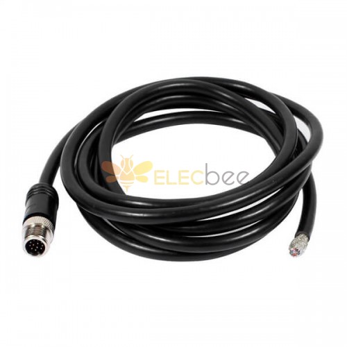10 Stück M12 12-poliges Kabel, männlich, gerader Stecker, einseitiges Elektrokabel, 2 m, AWG26, A-Code, abgeschirmt