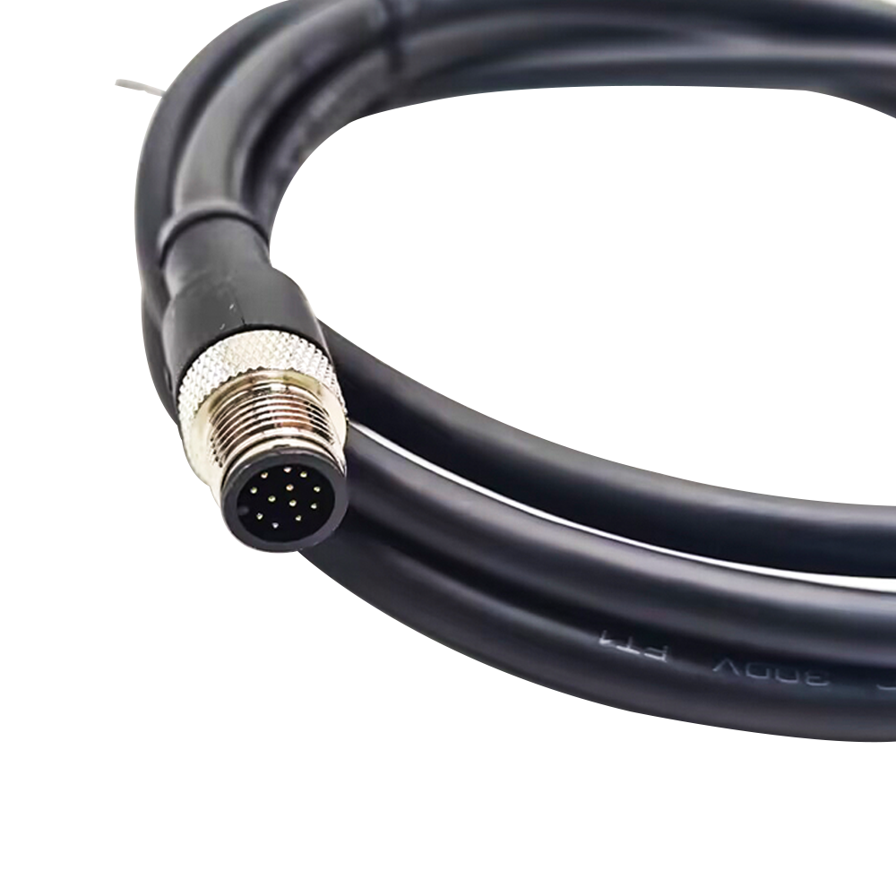 10 шт., 12-контактный кабель M12, прямой штекер, односторонний электрический кабель, 2 м, AWG26, экранированный код