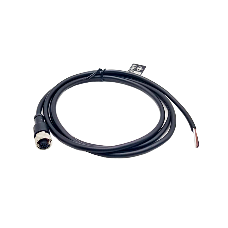 10 pièces M12 4 pôles câble femelle câble noir 3M AWG22 PVC gaine simple extrémité droite A Code