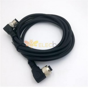 10pcs M12 5Pin Cable A-Coding Right Angle Male To Female Connector Molded 2M AWG22 PVC Cable