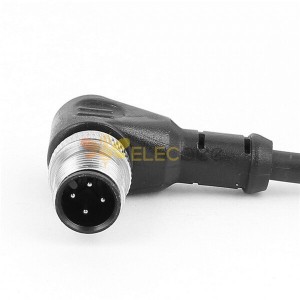 10pcs M12 Male Elbow 4 Pin Right Angle Aviation Connector Electrical Cable 1.5M AWG22 A Code