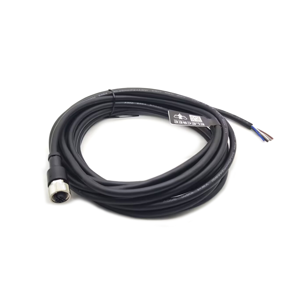 10pcs M12 Profibus Câble 5Pin A-Codage Femelle Droit Moulé Câble 5M AWG22 PVC Noir