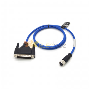 25Pin D-Sub Câble Mâle Droit à M12 Femelle 17 Pin A-Coding Blue Cable Cordset 1M AWG26 Unshiled