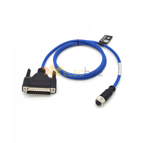 25Pin D-Sub Cable Male Straight To M12 Female 17 Pin A-Coding Blue Cable Cordset 1M AWG26
